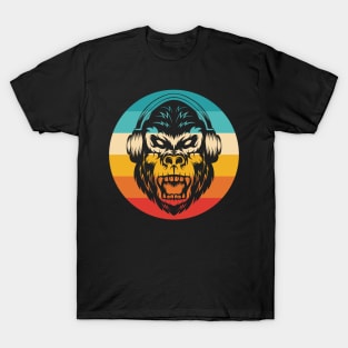 Retro Gorilla Headphones T-Shirt